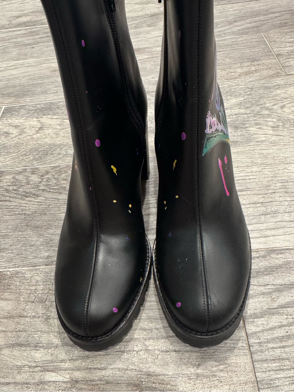 Christian Louboutin black graffiti love leather boots - Picture 3 of 12